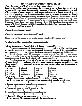 Đề kiểm tra môn Tiếng Anh Khối 9 - Học kì II (Bản đẹp)