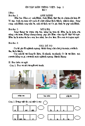 Đề Ôn tập môn Tiếng Việt Lớp 1 - Đề số 5