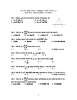 50 câu hỏi Trắc nghiệm môn Toán Lớp 12 - Trường THCS Lai Hòa
