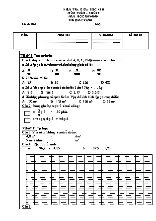 Đề kiểm tra chất lượng môn Toán Khối 5 - Học kì II - Đề số 2 - Năm học 2019-2020