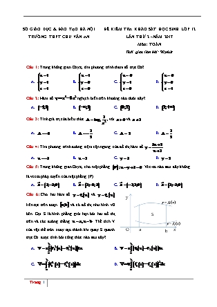 Đề kiểm tra khảo sát học sinh môn Toán Lớp 12 - Năm học 2016-2017 - Trường THPT Chu Văn An