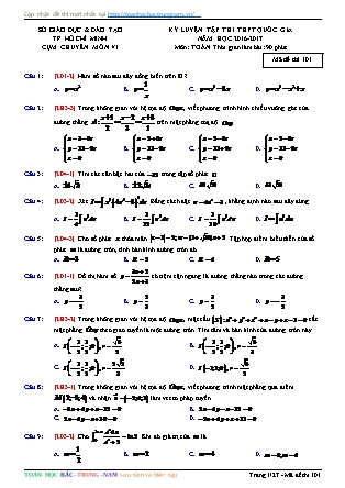 Đề luyện tập thi Trung học phổ thông quốc gia môn Toán Khối 12 - Năm học 2016-2017