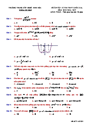 Đề Ôn tập kì thi Trung học phổ thông quốc gia môn Toán - Năm học 2016-2017