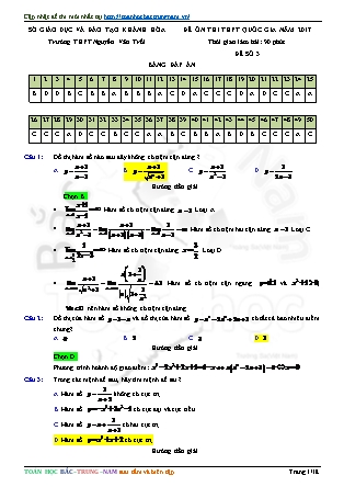 Đề Ôn thi Trung học phổ thông quốc gia môn Toán - Trường THPT Nguyễn Văn Trỗi (Kèm đáp án)