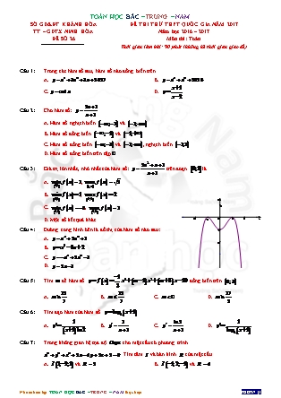 Đề thi thử Trung học phổ thông quốc gia môn Toán - Đề số 1 - Năm học 2016-2017