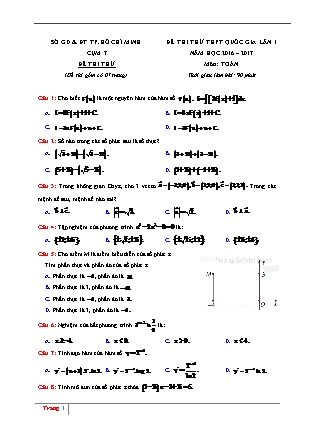 Đề thi thử Trung học phổ thông quốc gia môn Toán - Đề số 1 - Năm học 2016-2017 (Kèm đáp án)