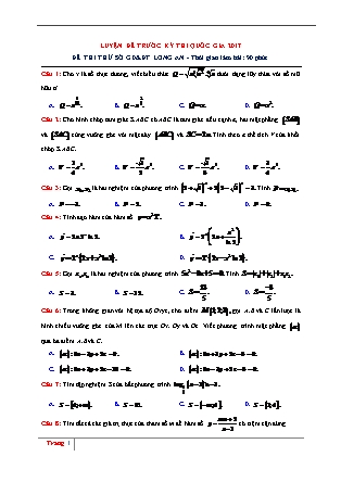 Đề thi thử Trung học phổ thông quốc gia môn Toán - Đề số 12 (Kèm đáp án)