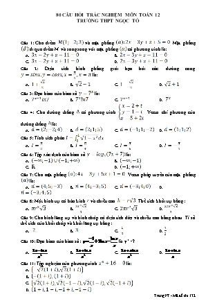 Đề thi thử Trung học phổ thông quốc gia môn Toán - Đề số 15 (Kèm đáp án)