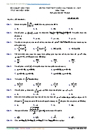 Đề thi thử Trung học phổ thông quốc gia môn Toán - Đề số 17 (Kèm đáp án)