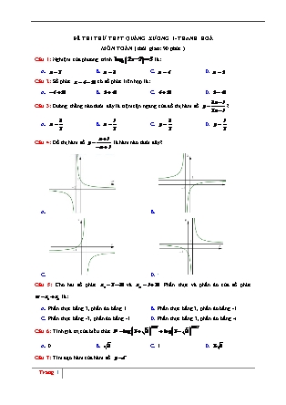 Đề thi thử Trung học phổ thông quốc gia môn Toán - Đề số 18 (Kèm đáp án)