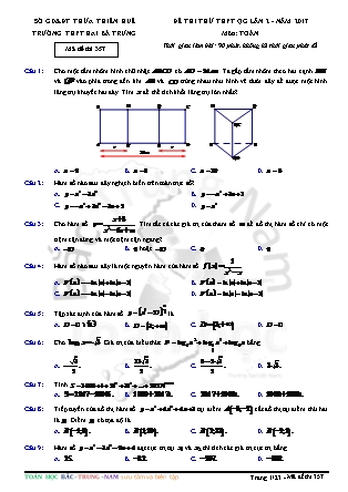 Đề thi thử Trung học phổ thông quốc gia môn Toán - Đề số 19 (Kèm đáp án)