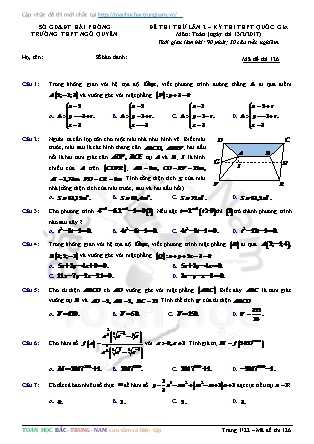 Đề thi thử Trung học phổ thông quốc gia môn Toán - Đề số 21 (Kèm đáp án)