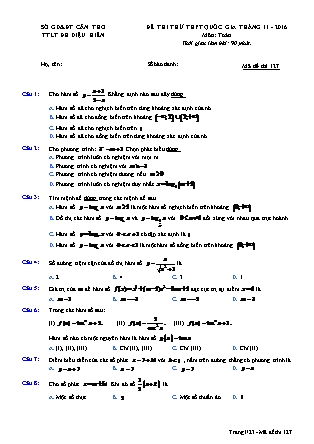 Đề thi thử Trung học phổ thông quốc gia môn Toán - Đề số 27 (Kèm đáp án)