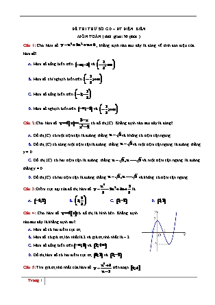 Đề thi thử Trung học phổ thông quốc gia môn Toán - Đề số 3 - Năm học 2016-2017 (Kèm đáp án)