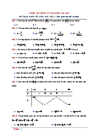 Đề thi thử Trung học phổ thông quốc gia môn Toán - Đề số 4 - Năm học 2016-2017 (Kèm đáp án)