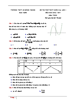 Đề thi thử Trung học phổ thông quốc gia môn Toán - Đề số 7 - Năm học 2016-2017 (Kèm đáp án)