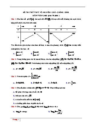 Đề thi thử Trung học phổ thông quốc gia môn Toán - Đề số 8 (Kèm đáp án)