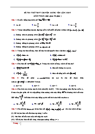 Đề thi thử Trung học phổ thông quốc gia môn Toán - Đề số 9 - Năm học 2016-2017 (Kèm đáp án)