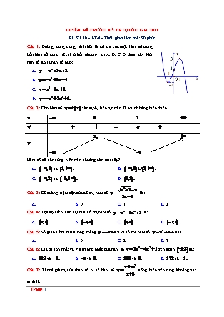 Đề thi thử Trung học phổ thông quốc gia môn Toán học - Đề số 10 (Kèm đáp án)