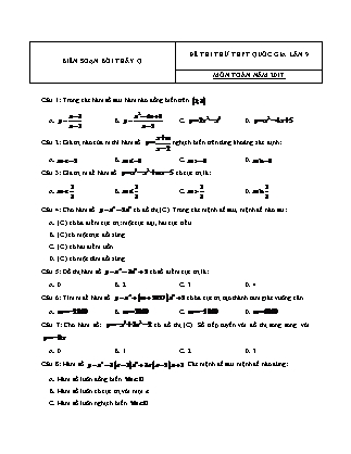 Đề thi thử Trung học phổ thông quốc gia môn Toán học - Đề số 1 (Kèm đáp án)