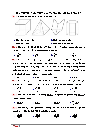 Đề thi thử Trung học phổ thông quốc gia môn Toán học - Đề số 14 - Năm học 2016-2017 (Kèm đáp án)