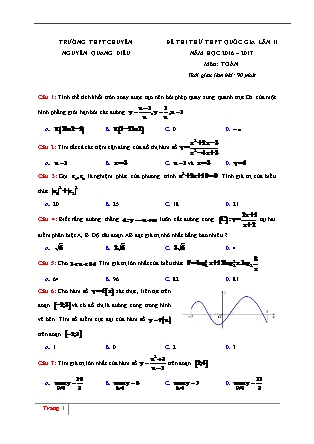 Đề thi thử Trung học phổ thông quốc gia môn Toán học - Đề số 20 - Năm học 2016-2017 (Kèm đáp án)
