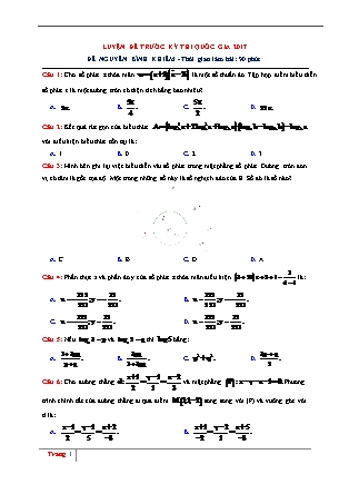 Đề thi thử Trung học phổ thông quốc gia môn Toán học - Đề số 28 - Năm học 2016-2017 (Kèm đáp án)