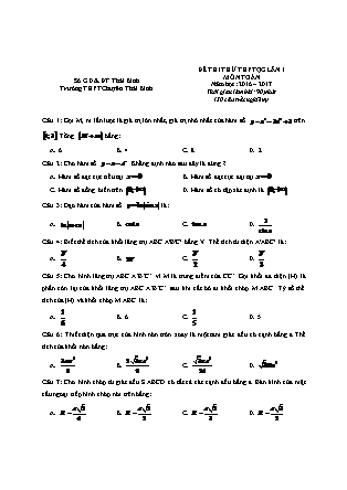 Đề thi thử Trung học phổ thông quốc gia môn Toán học - Đề số 23 - Năm học 2016-2017 (Kèm đáp án)