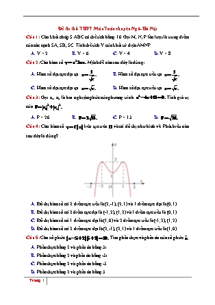Đề thi thử Trung học phổ thông quốc gia môn Toán học - Đề số 26 - Năm học 2016-2017 (Kèm đáp án)