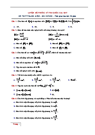 Đề thi thử Trung học phổ thông quốc gia môn Toán học - Đề số 25 - Năm học 2016-2017 (Kèm đáp án)