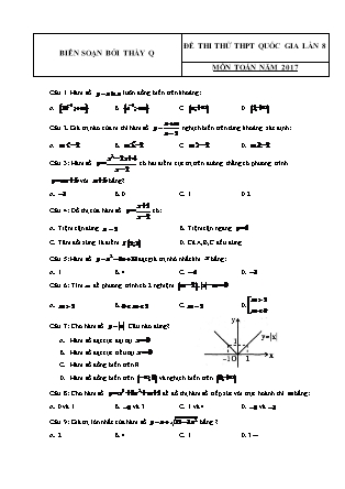 Đề thi thử Trung học phổ thông quốc gia môn Toán học - Đề số 2 (Kèm đáp án)