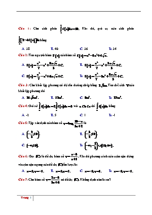 Đề thi thử Trung học phổ thông quốc gia môn Toán học - Đề số 33 - Năm học 2016-2017 (Kèm đáp án)