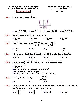 Đề thi thử Trung học phổ thông quốc gia môn Toán học - Đề số 31 - Năm học 2016-2017 (Kèm đáp án)