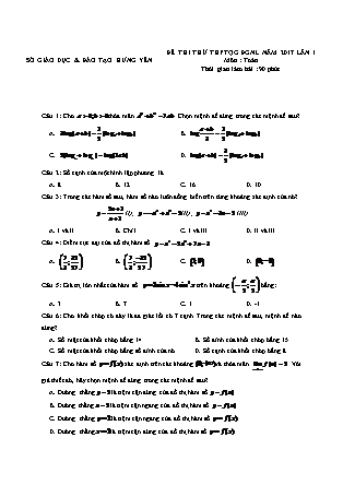 Đề thi thử Trung học phổ thông quốc gia môn Toán học - Đề số 34 - Năm học 2016-2017 (Kèm đáp án)