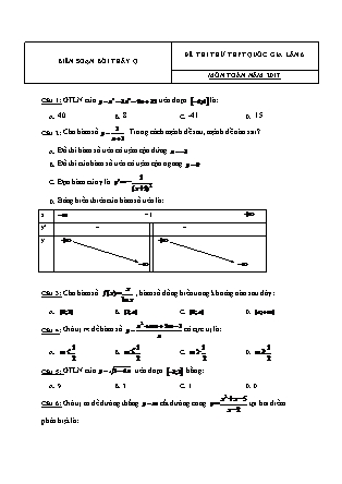 Đề thi thử Trung học phổ thông quốc gia môn Toán học - Đề số 5 (Kèm đáp án)