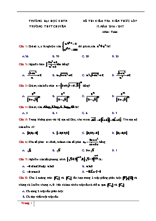 Đề thi thử Trung học phổ thông quốc gia môn Toán học - Đề số 6 - Năm học 2016-2017 (Kèm đáp án)