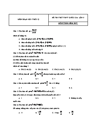 Đề thi thử Trung học phổ thông quốc gia môn Toán học - Đề số 6 (Kèm đáp án)