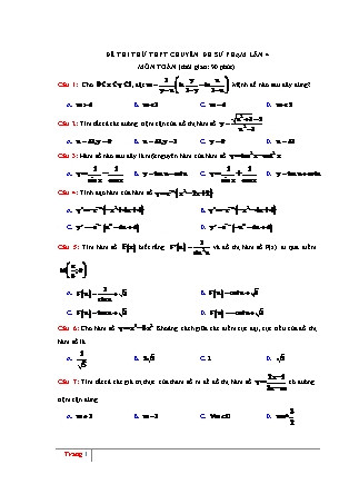 Đề thi thử Trung học phổ thông quốc gia môn Toán học - Đề số 7 - Năm học 2016-2017 (Kèm đáp án)