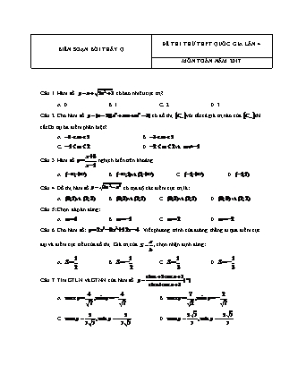 Đề thi thử Trung học phổ thông quốc gia môn Toán học - Đề số 7(Kèm đáp án)