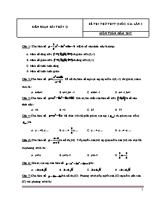 Đề thi thử Trung học phổ thông quốc gia môn Toán học - Đề số 8(Kèm đáp án)