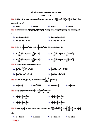 Đề thi thử Trung học phổ thông quốc gia môn Toán học - Đề số 9 (Kèm đáp án)