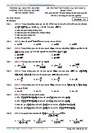 Đề thi thử Trung học phổ thông quốc gia môn Toán Khối 12 - Mã đề thi 132 - Trường THPT Cao Nguyên