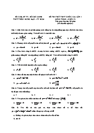 Đề thi thử Trung học phổ thông quốc gia môn Toán Khối 12 - Trường THPT Trần Hưng Đạo