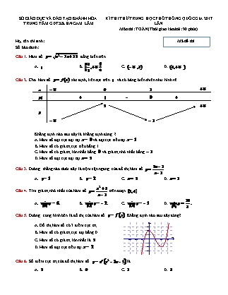 Đề thi thử Trung học phổ thông quốc gia môn Toán Lớp 12 - Đề số 1 - Sở giáo dục và đào tạo Khánh Hòa