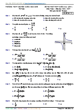 Đề thi thử Trung học phổ thông quốc gia môn Toán Lớp 12 - Năm học 2016-2017 - Trường THPT Chuyên Quốc học Huế