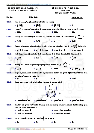 Đề thi thử Trung học phổ thông quốc gia môn Toán - Mã đề thi 186 - Trường THPT Phú Xuyên A