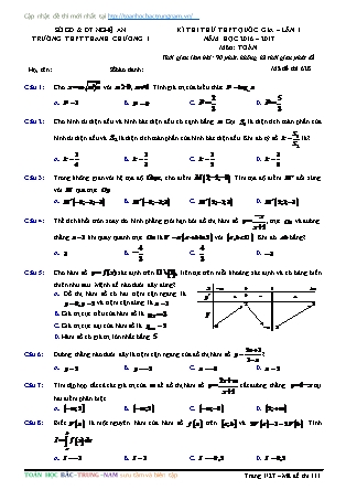 Đề thi thử Trung học phổ thông quốc gia môn Toán - Năm học 2016-2017 - Trường THPT Thanh Chương