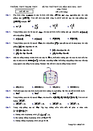 Đề thi thử Trung học phổ thông Quốc gia môn Toán - Năm học 2016-2017 - Trường THPT Thanh Thủy