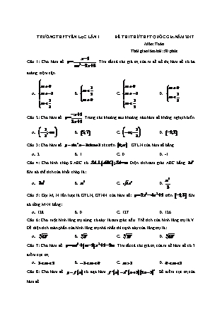 Đề thi thử Trung học phổ thông Quốc gia môn Toán - Trường THPT Yên Lạc