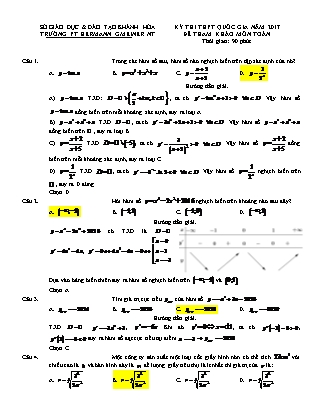 Đề thi Trung học phổ thông quốc gia môn Toán - Đề số 1 (Kèm đáp án)